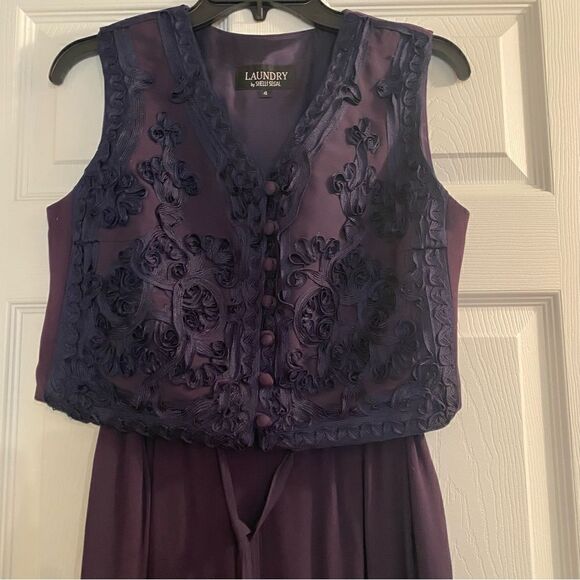 LAUNDRY By Shelli Segal Vintage Embroidered Jumpsuit Size 4 - Picture 8 of 8